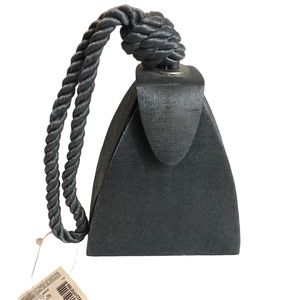 Vintage Evening Bag Purse Gunmetal Silver Gray Rope Handle Small Prom Wedding